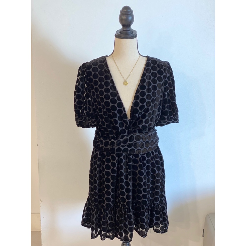 Mini dress with velvet polka dots